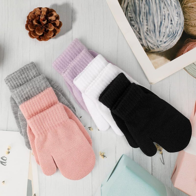 ONESING 5 Pair Toddler Mittens Black Baby Winter Gloves for Girls Boys - Warm Newborn Gloves - Image 4